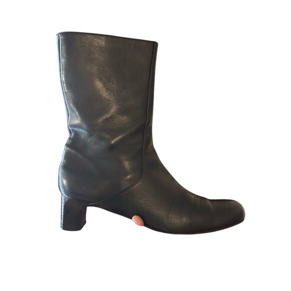 Cole Haan Women's Black Leather Mid-Calf Block Heeled Boots Size 7.5 - Picture 2 of 9